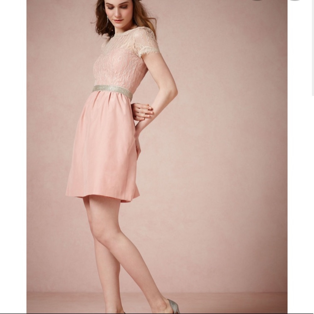 BHLDN Sorbetto blush lace cocktail dress
